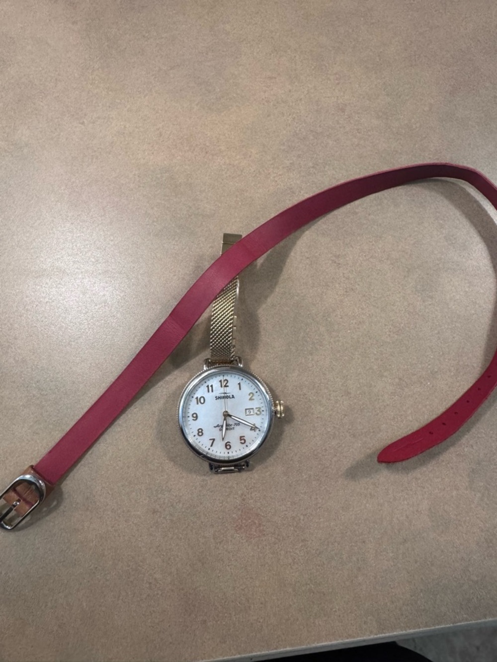 Shinola Birdy 2 tone Watch with Reversible Leather Strap